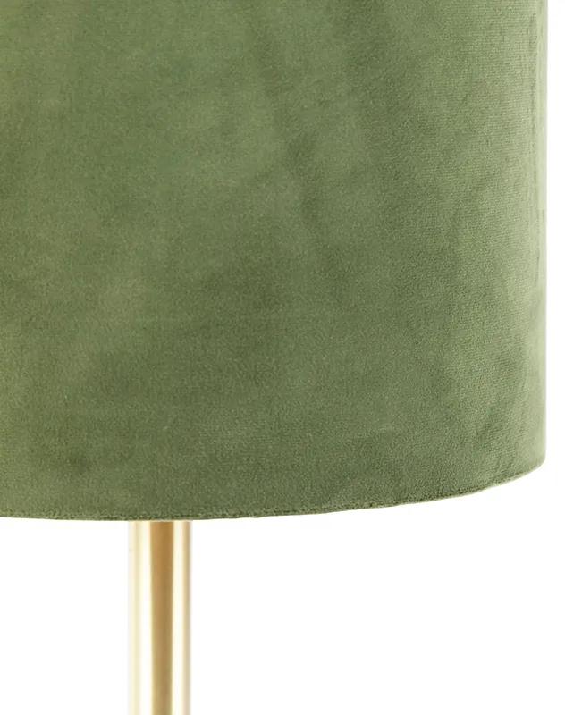 Botanická stolná lampa mosadz so zeleným tienidlom 25 cm - Simplo