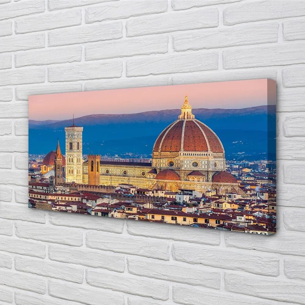 Obraz na plátne Taliansko katedrála panoráma v noci 140x70 cm