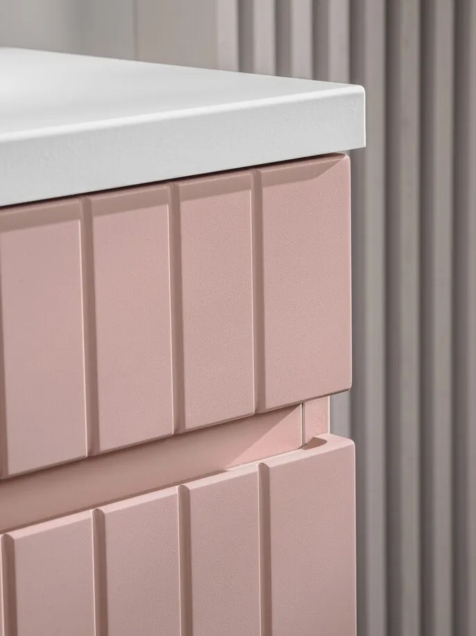 Závěsná skříňka Iconic se zápustným umyvadlem 80 cm růžová