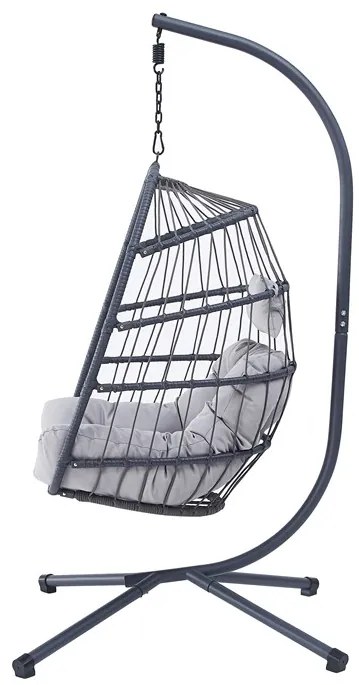Autronic BONTEC Závesné kreslo, kov, polyratan, sivá, AZ-V1269 GREY Farba: Šedá