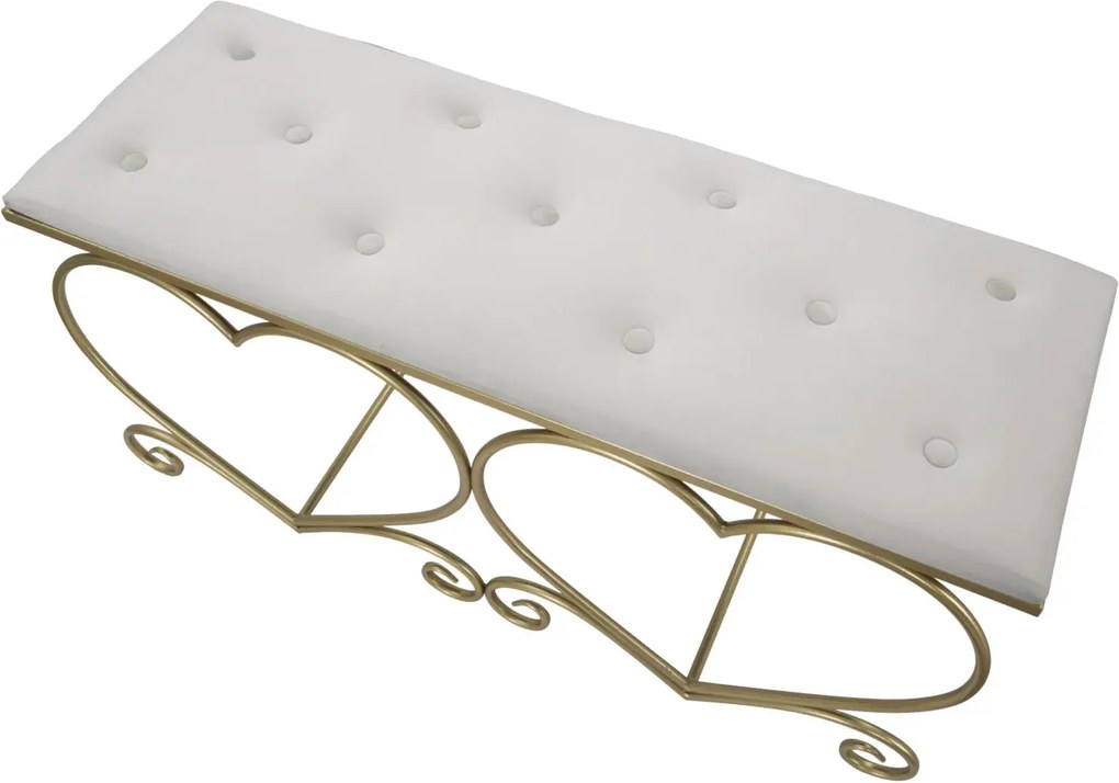 Lavica Srdce 105 cm zamat zlatá/krémová