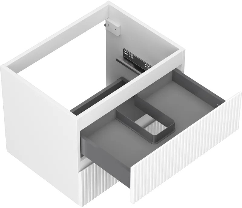 Mexen Rivel, kúpeľňová skrinka 60 cm, 2 zásuvky, drážkovaná, biela matná, 91A20-06047-2-BFF01