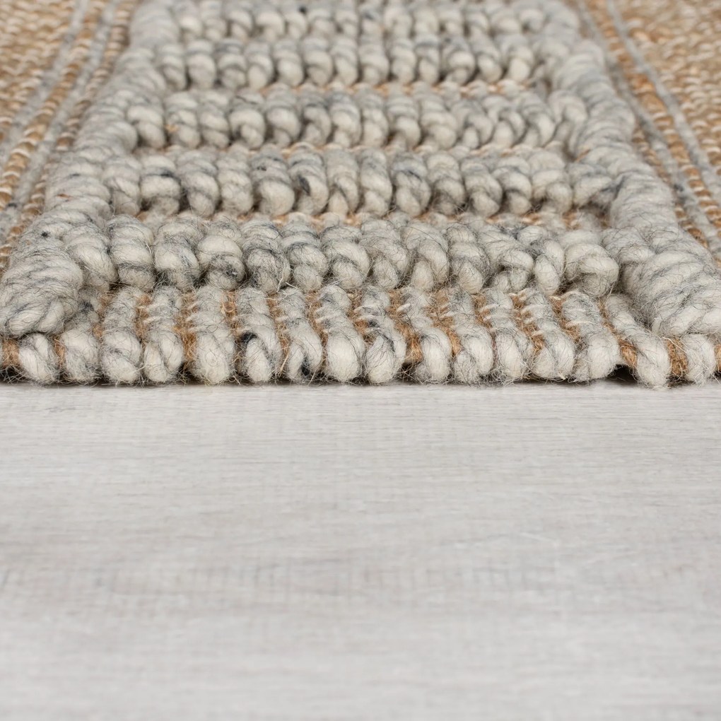 Kusový koberec Jubilant Medina Jute Natural/Grey, 160x230, béžová, obývacia izba, Flair Rugs