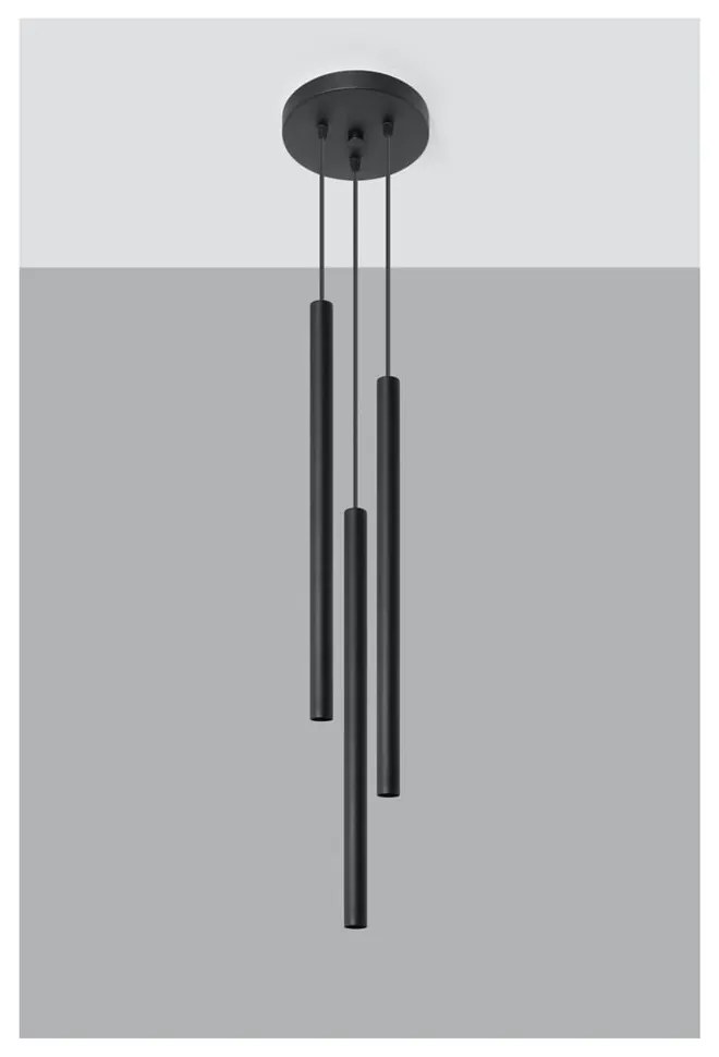 Čierne závesné svietidlo Sollux Fideus