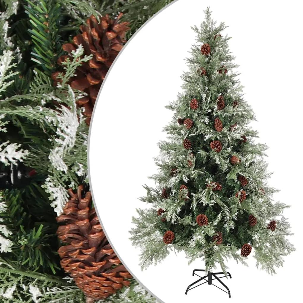 Vianočný stromček a borovicové šišky zelený 195 cm PVC a PE 340535