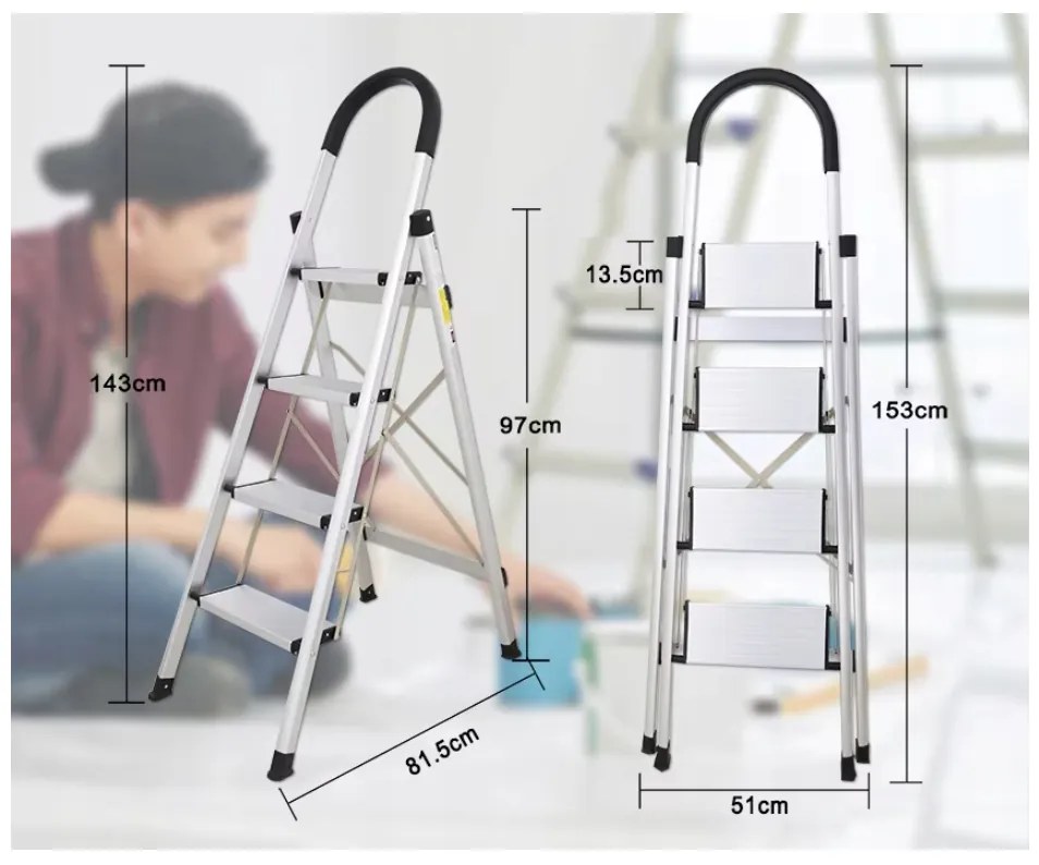 CROWNMAN Skladací 4-stupňový rebrík pre domácnosť