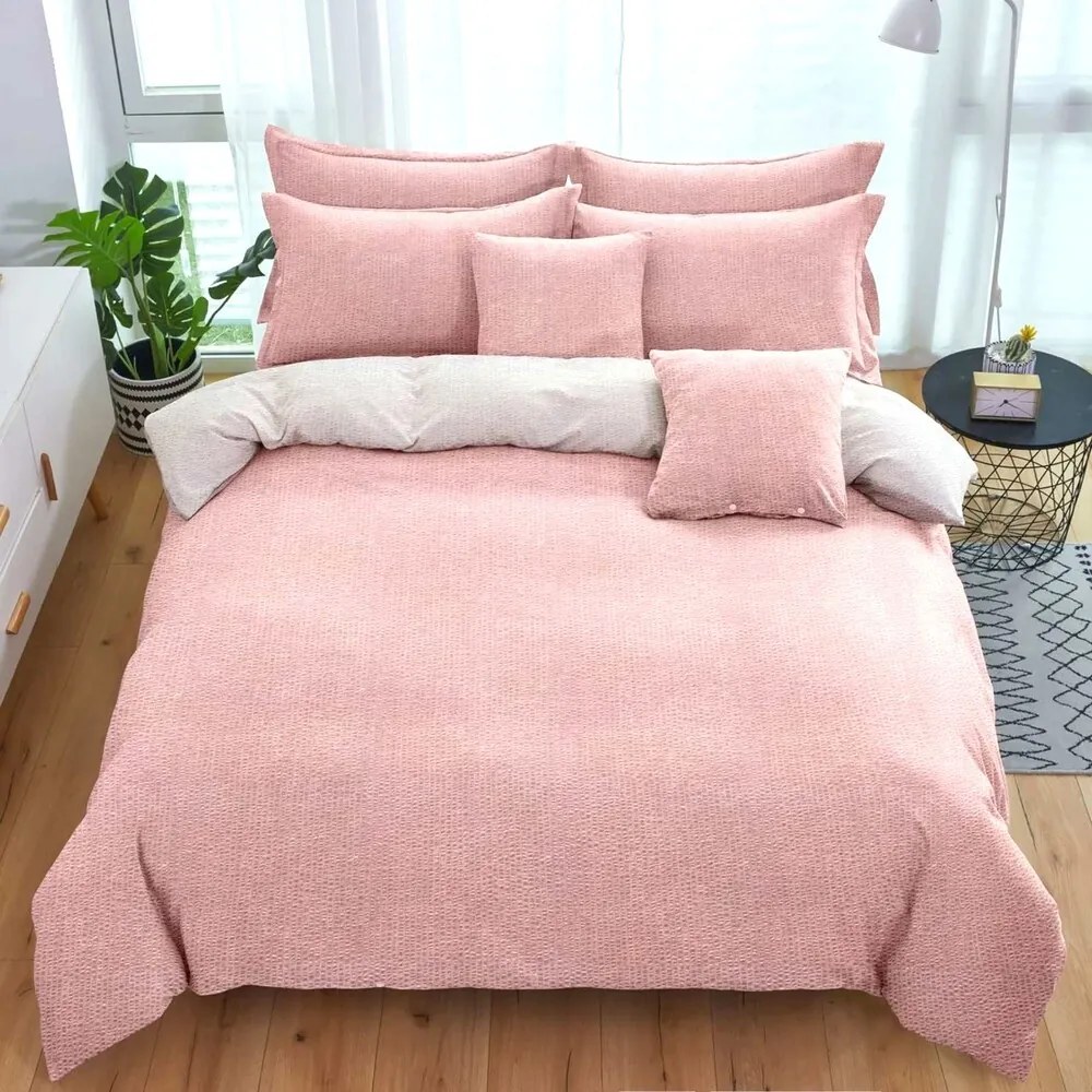 Krepové obliečky Homa DEVAN PINK 3-dielna sada 140x200 cm