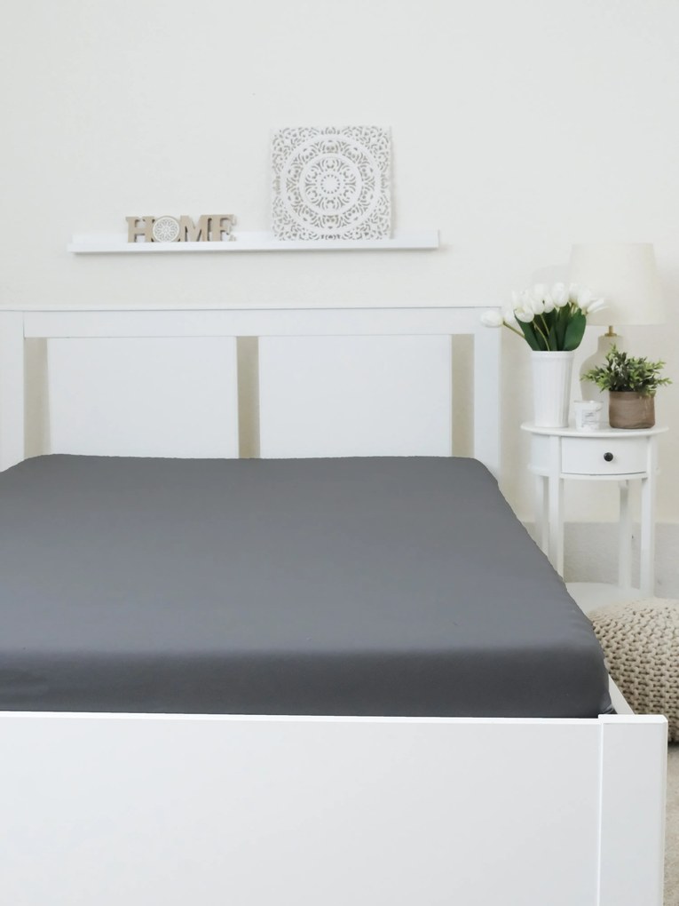 Jersey plachta do postieľky Classic 60 x 120 cm – tmavo sivá
