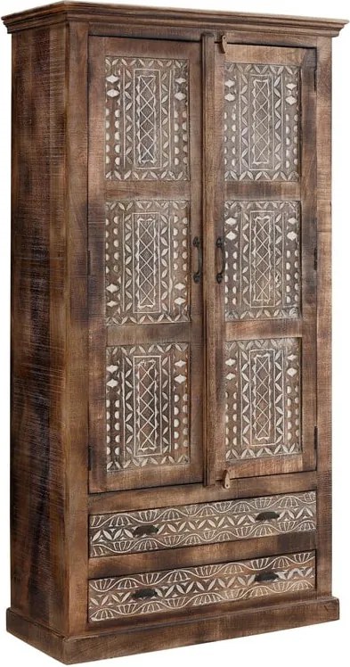 Hnedá šatníková skriňa z mangového dreva 190x45 cm Maneesh – Støraa