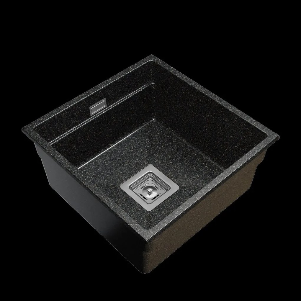 Gamma Decor 4445, 1-komorový granitový drez 440x450x215 mm, čierna so zlatými bodmi, GMA-ZLE000127