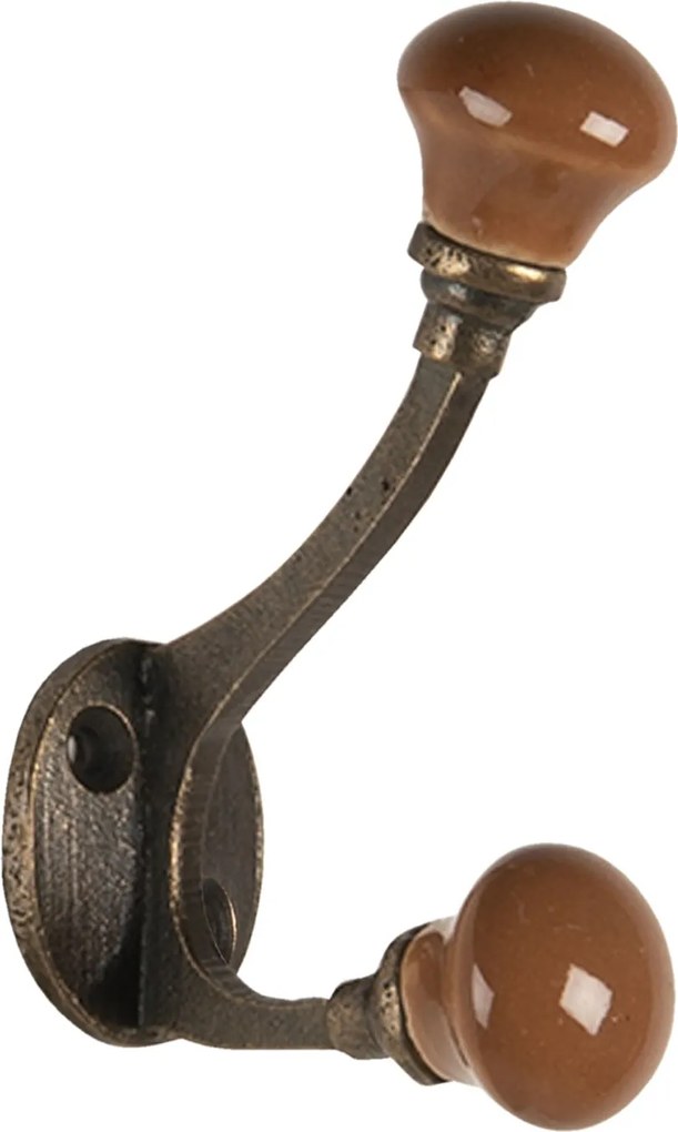 Nástenný kovový háčik s hnedou knopka - 5 * 3 * 9 cm