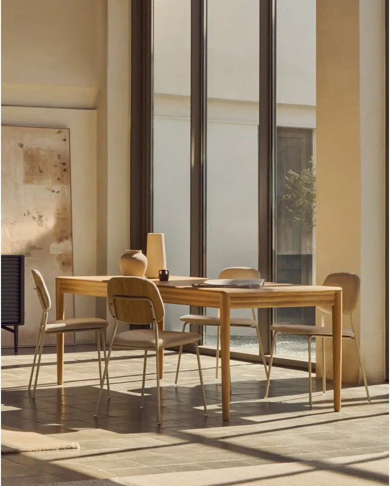 Rozkladací jedálenský stôl s prídavnou doskou v dekore duba 90x200 cm Lenon – Kave Home