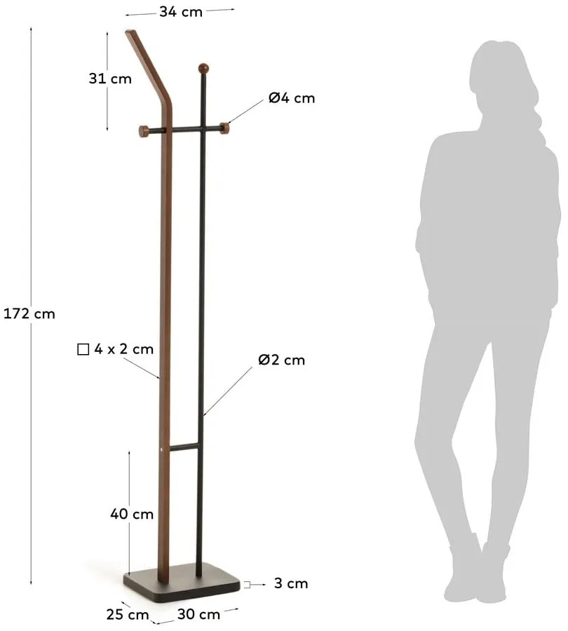Vešiak v orechovom dekore Kave Home Magali