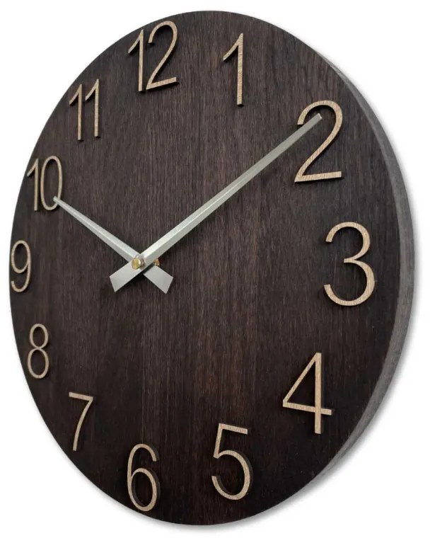 Luxusné drevené nástenné hodiny Wenge – Čierny dizajn I SENTOP MAS016-OSMO-3169-heads-silver