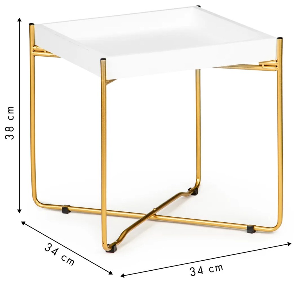 Odkladací stolík LOFT biely/zlatý