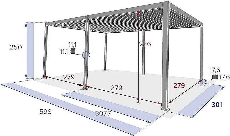 DEOKORK Záhradný hliníkový altánok MEGAN 6x3 m (ivory)
