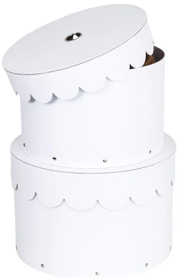 Biele kartónové úložné boxy v súprave 2 ks s vekom ø 26x17,5 cm Wilma Paper Laminate – Bigso