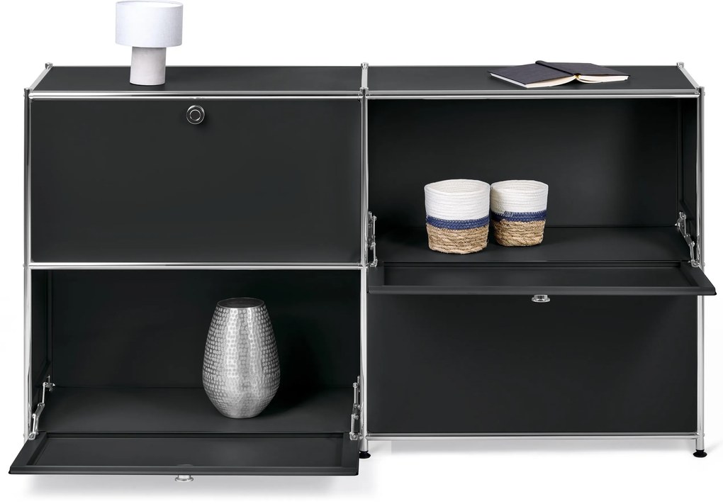 Odkladacia skrinka »CN3« so štyrmi výklopnými doskami, čierna