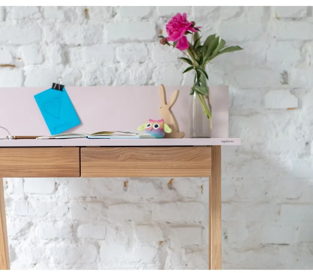 Sivý písací stôl s podnožím z jaseňového dreva Ragaba Luka, dĺžka 85 cm