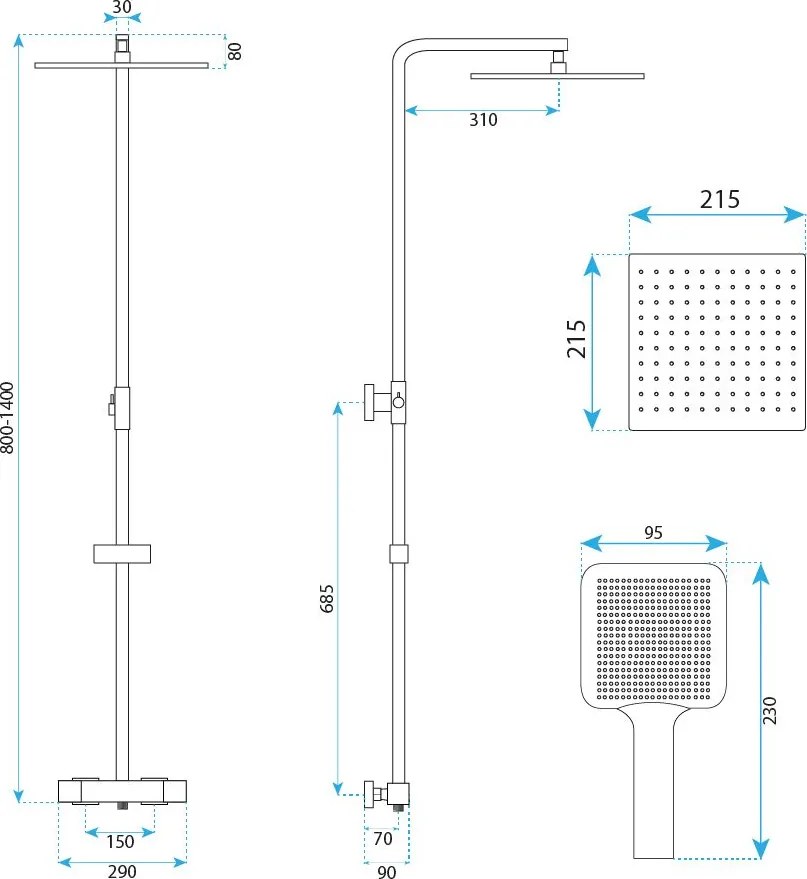 Rea Atrium, sprchový set s termostatom, zlatá matná, REA-P8922