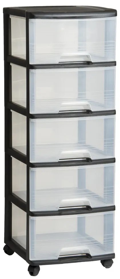 Čierno-priehľadný plastový pojazdný regál 37x100 cm – Curver