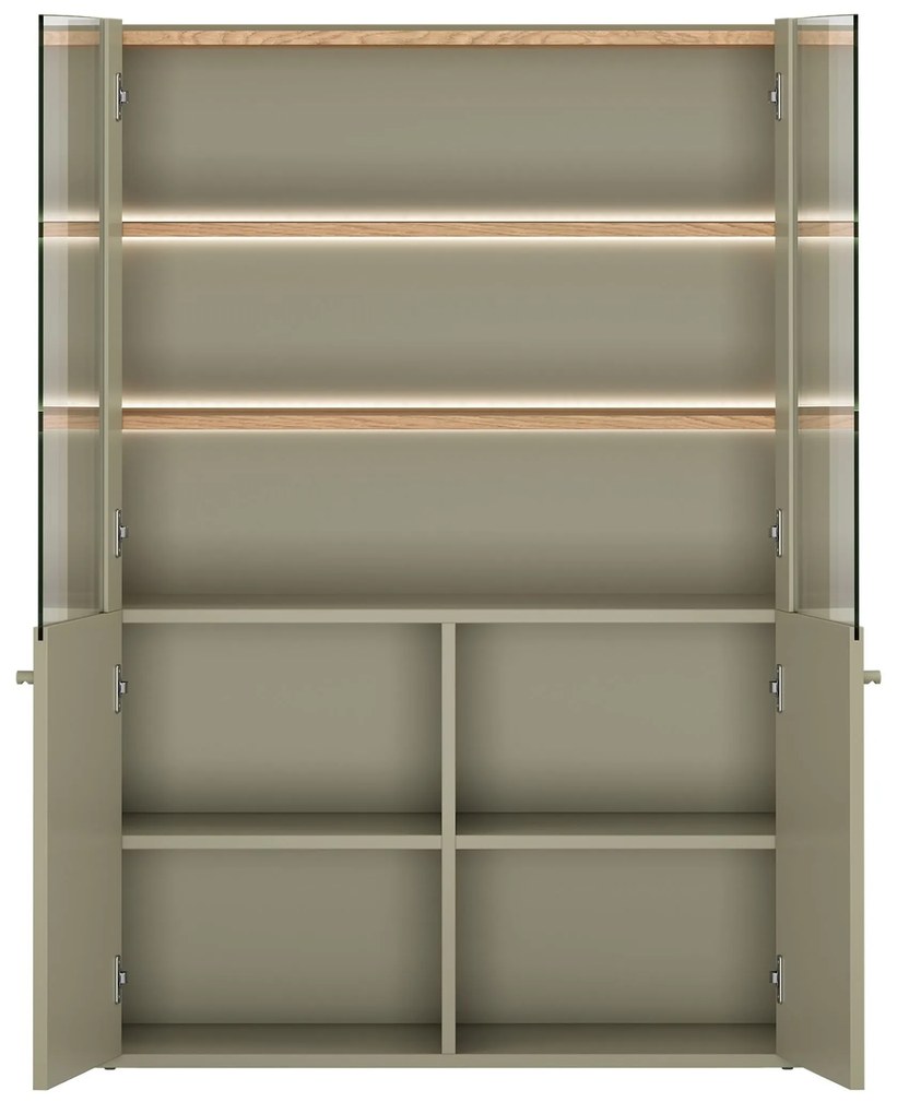 Vitrína Elivo 100 cm dvojdverová - eukalyptus / dub baltic dune