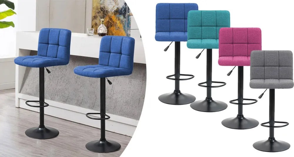 Barové stoličky s látkovým poťahom, 2 ks, rôzne farby- pink