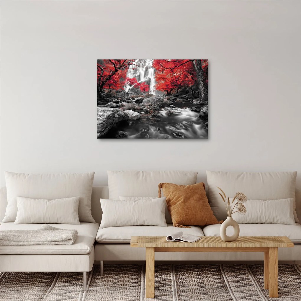 Obraz - Vodopády v jesennej krajine (70x50 cm)