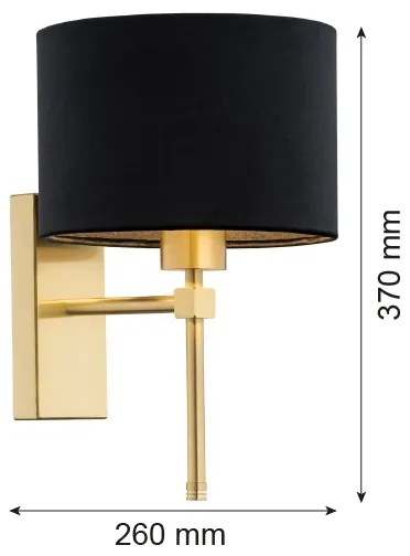 Argon 8050 - Nástenná lampa ABBANO 1xE27/15W/230V mosadz/čierna