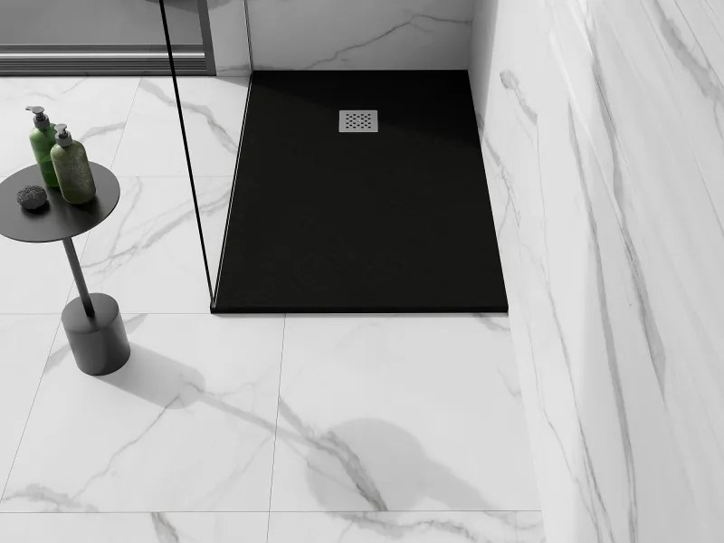 Mexen Stone+, obdĺžniková vanička z minerálneho kompozitu 110 x 80 cm, čierna matná, 44708011