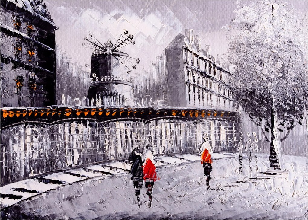 Sklenený obraz - Olejomaľba mesta II. (70x50 cm)