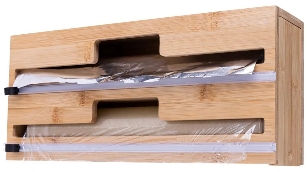 Orion Rezačka a držiak na alobal, fóliu - bambusový na 2 role, jazdec na rezanie