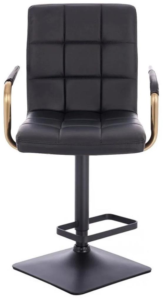 LuxuryForm Barová stolička VERONA GOLD na čiernej hranatej základni - čierna