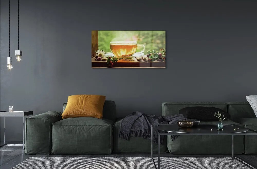 Obraz na skle čaju byliny horúce 100x50 cm