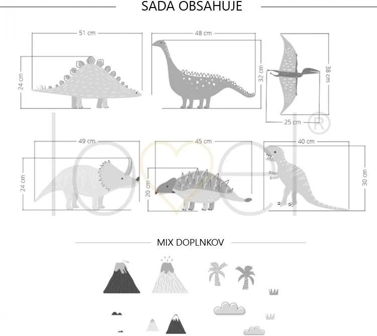 lovel.sk Nálepka na stenu Dino - dinosaury, sopky, oblaky a palmy DK291