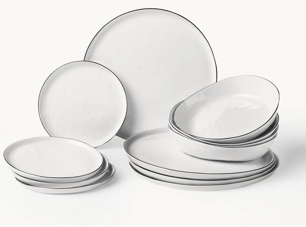 Ručne vyrobená porcelánová súprava riadu Salt, 4 osoby, 12 ks