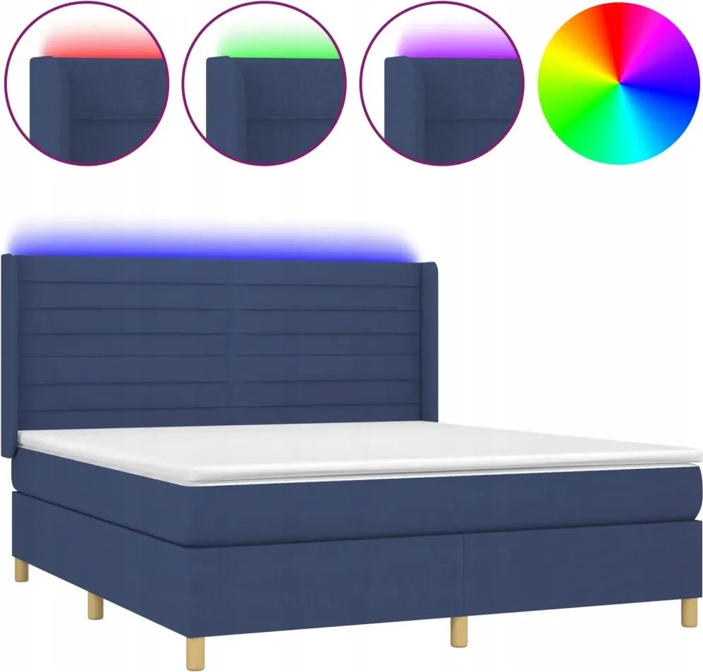 vidaXL Kontinentálna posteľ s matracom, modrá, 160 x 200 cm, látka