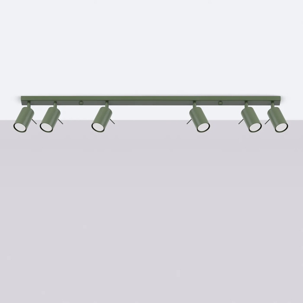 Bodové svietidlo Ring, 6x olivové kovové tienidlo, (možnosť polohovania)