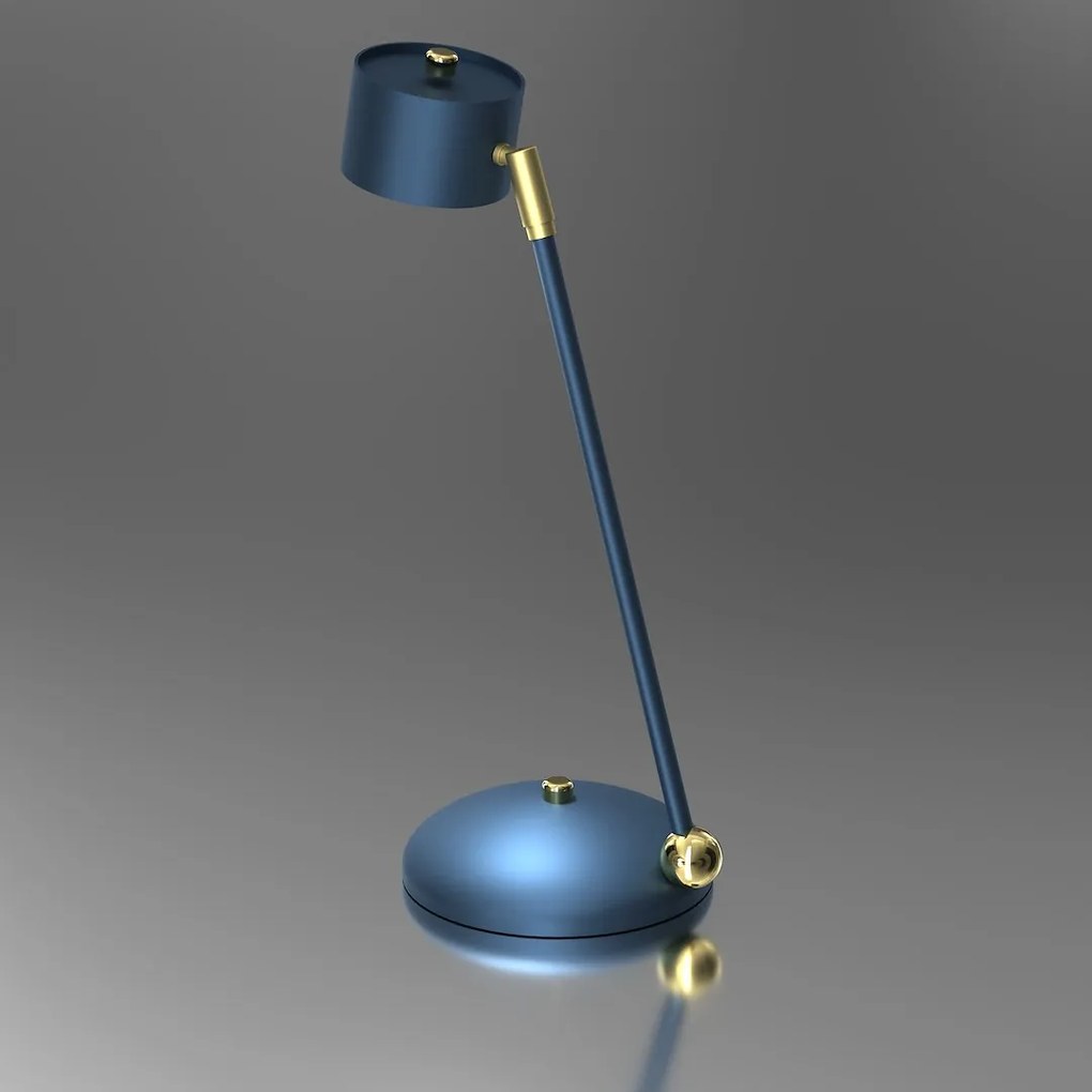 EUlight Stolná lampa Arena, 1x tmavomodré kovové tienidlo, db/g