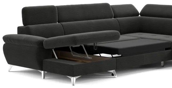 Rozkladacia rohová sedačka do U CATANIA pravá s úložným priestorom grafit