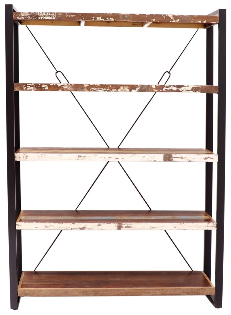 furniture-nabytek.cz - Police na knihy 160x200x35 z kovu a dreva mango