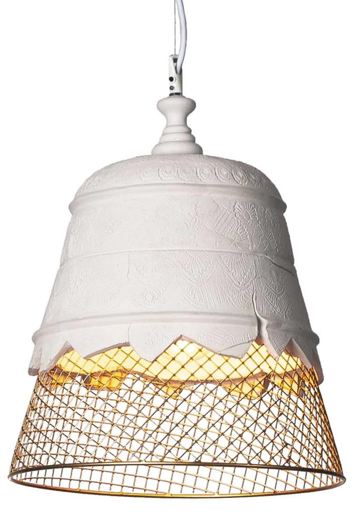 Karman Domenica – sadrová závesná lampa zlatá 35cm