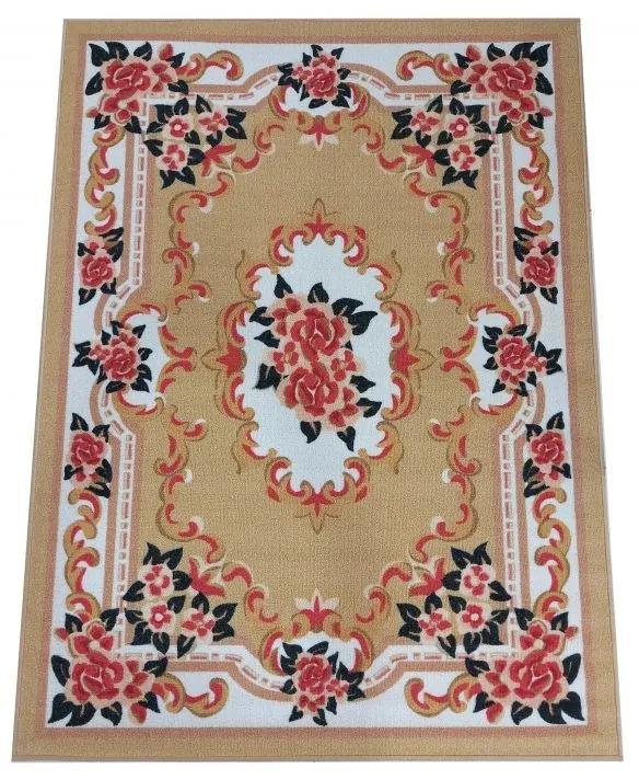Krásny svetlohnedý koberec s kvetinovým vzorom