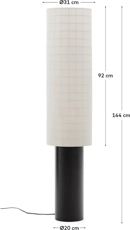 Biela/čierna stojacia lampa s textilným tienidlom (výška 142 cm) Dulan – Kave Home