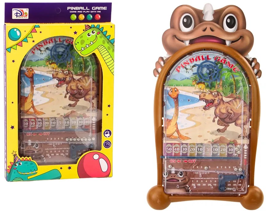 LEAN TOYS Pinball arkádová hra – Dinosaurus hnedá