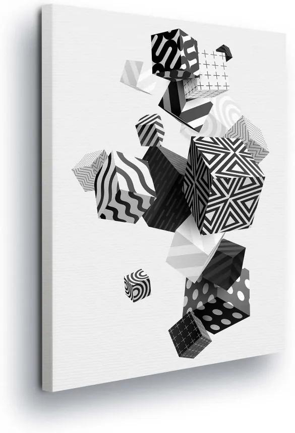 GLIX Obraz na plátne - Black and White Abstract Playing Cubes 100x75 cm