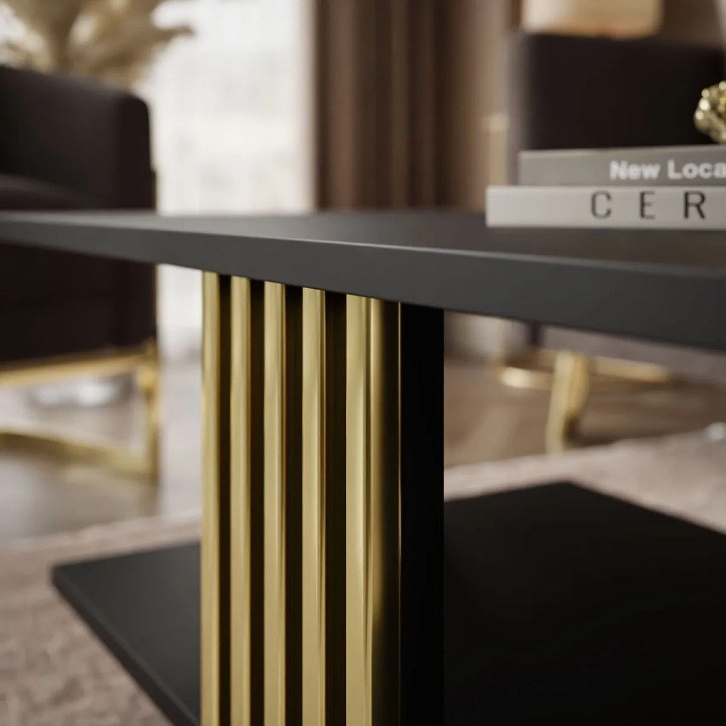 KONFERENČNÝ STOLÍK CHARLES ČIERNY MATNÝ + ZLATÝ