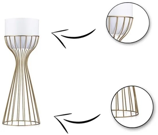 Kovový kvetináč LOFT 46x20 cm zlatá/biela