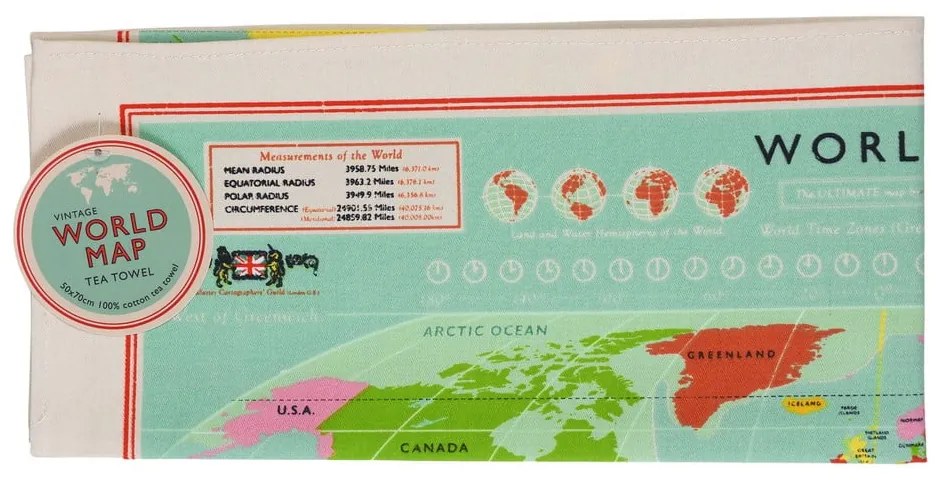 Bavlnená utierka Rex London World Map, 50 x 70 cm