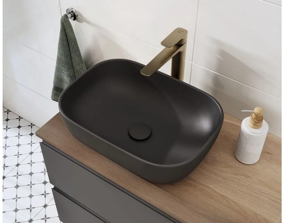 Cersanit Moduo SET, závesná skrinka 80x45x57 cm + umývadlo 80cm, antracitová matná, S801-473-DSM